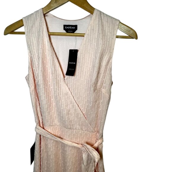 Bebe Textured Ruffle Surplice Maxi Dress Peach Pink NWT Size 2 | Wedding Guest S - Picture 3 of 9